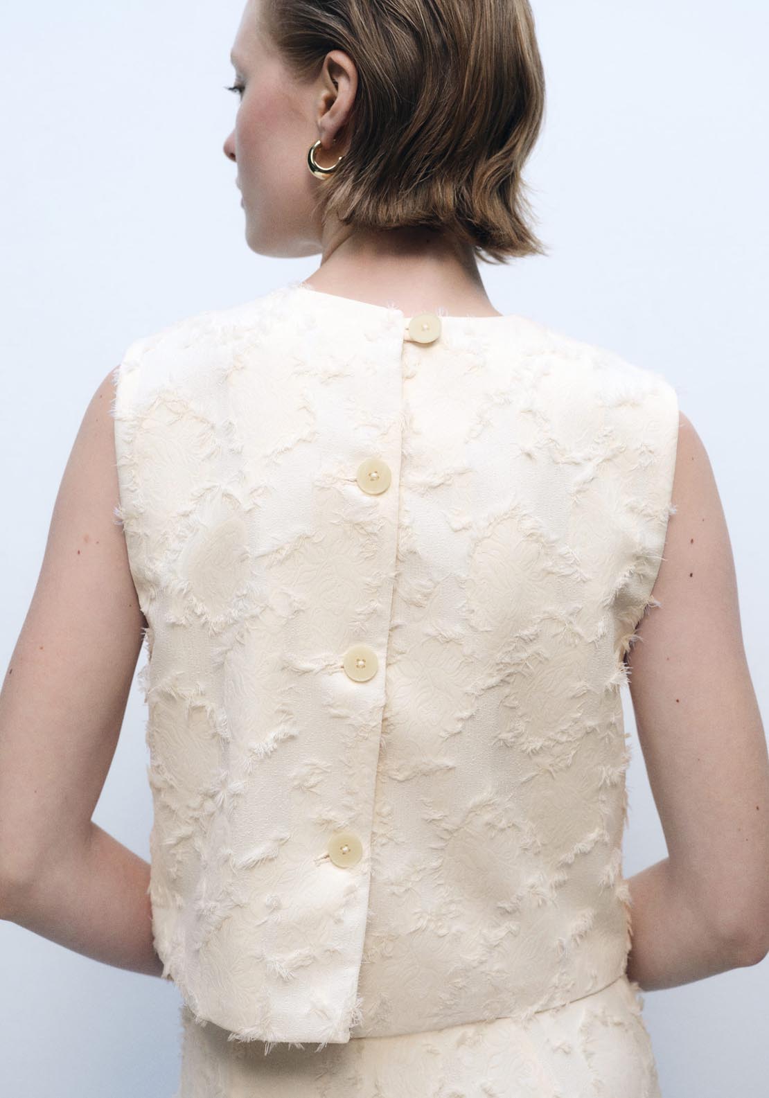 Mango Textured Crop Top - Beige 2 Shaws Department Stores