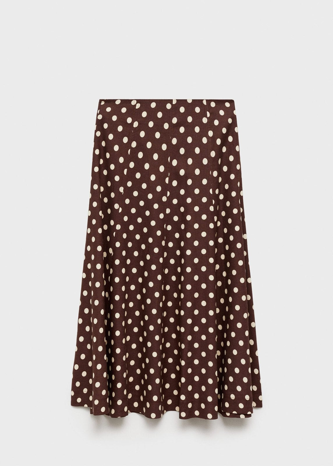 Mango Flared linen skirt with polka dots - Dark Brown 7 Shaws Department Stores