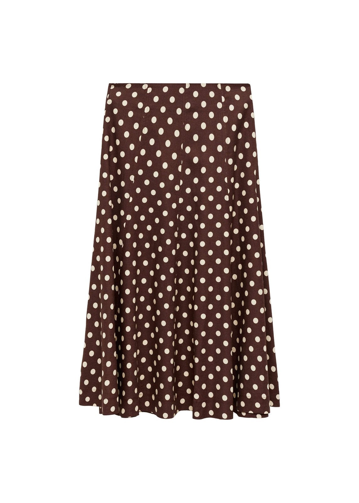 Mango Flared linen skirt with polka dots - Dark Brown 8 Shaws Department Stores