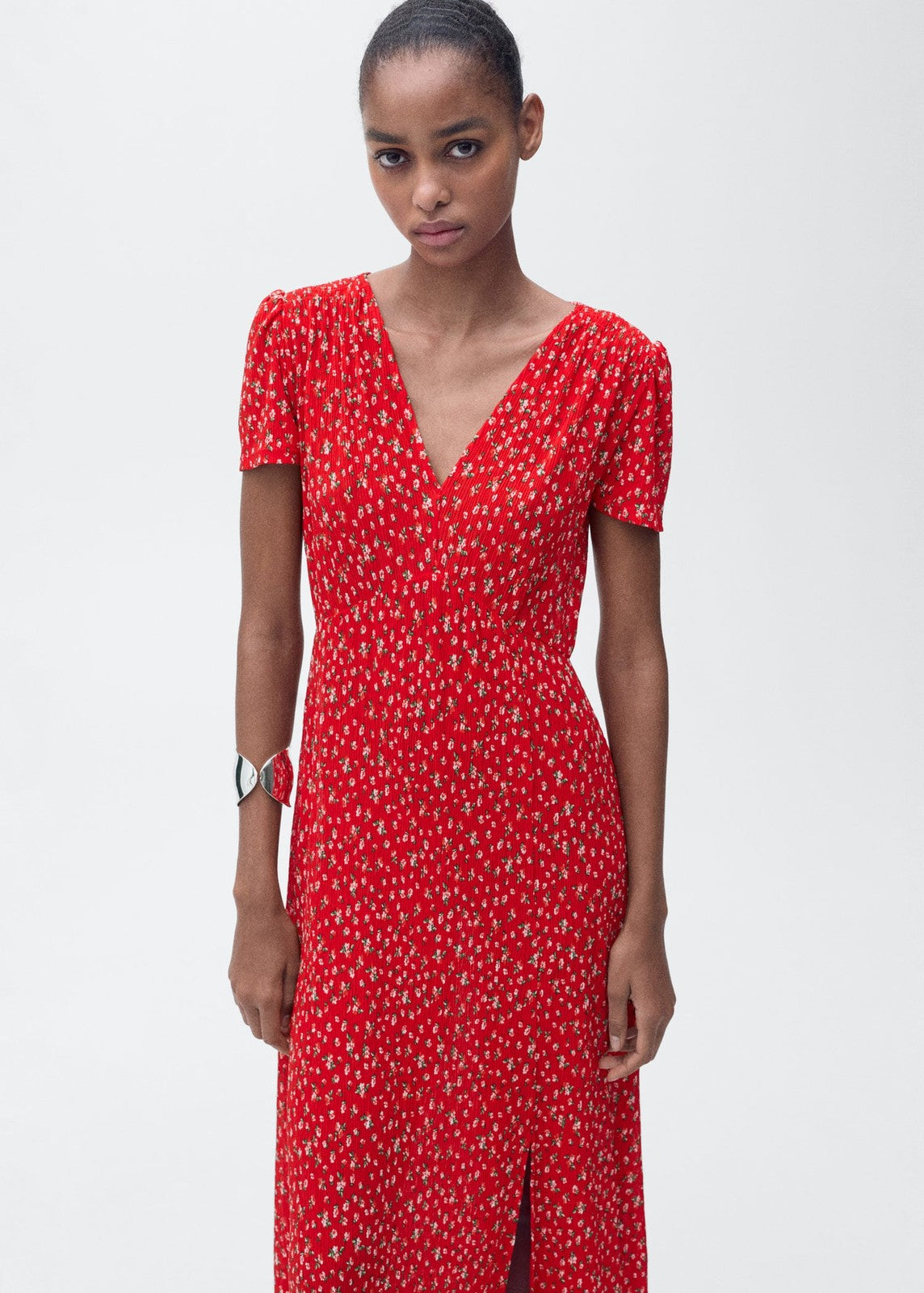 Mango Printed midi dress - Red 1 Shaws Department Stores