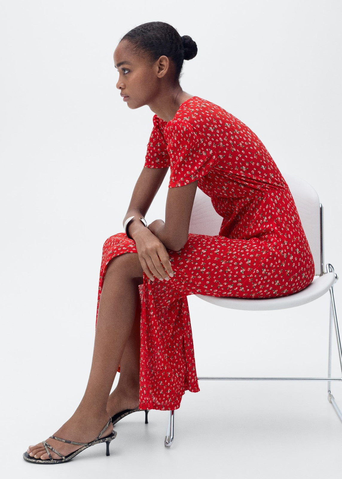 Mango Printed midi dress - Red 4 Shaws Department Stores