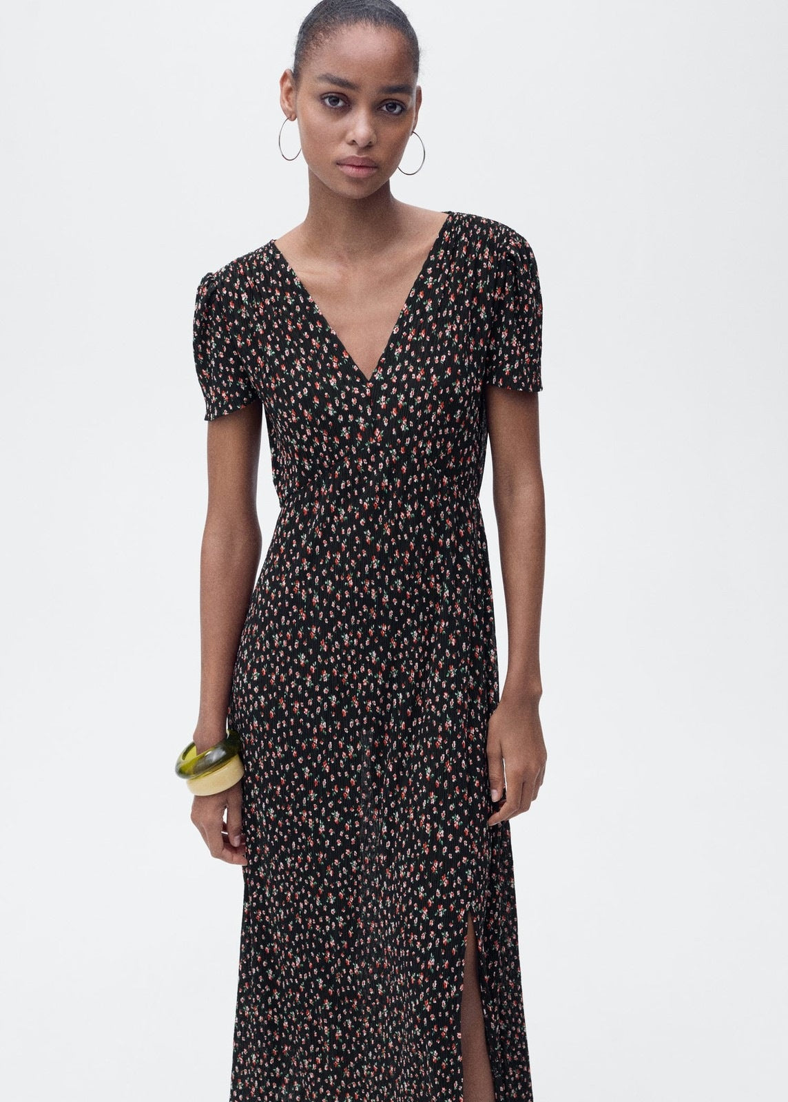 Mango Printed midi dress - Black 1 Shaws Department Stores