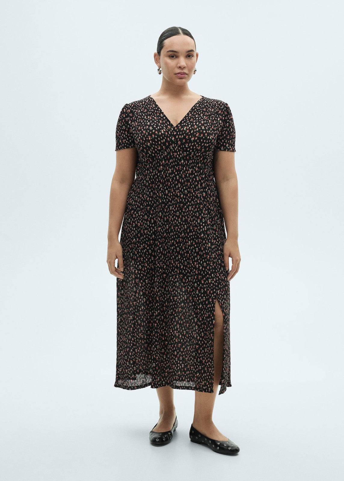Mango Printed midi dress - Black 4 Shaws Department Stores