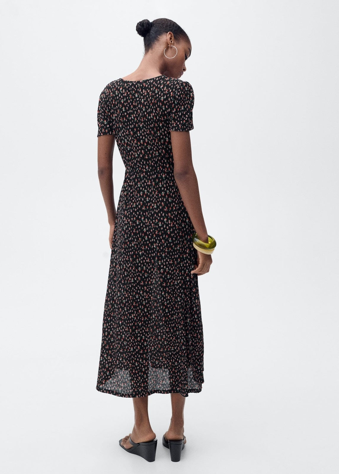 Mango Printed midi dress - Black 2 Shaws Department Stores
