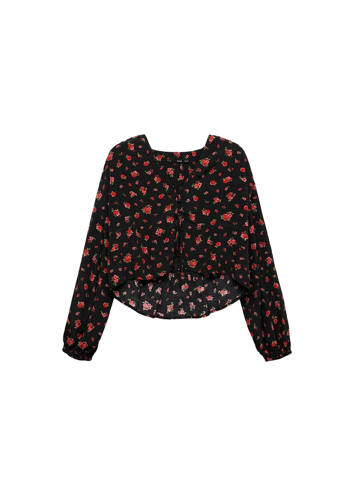 Mango Ruffled floral blouse - Black 8 Shaws Department Stores