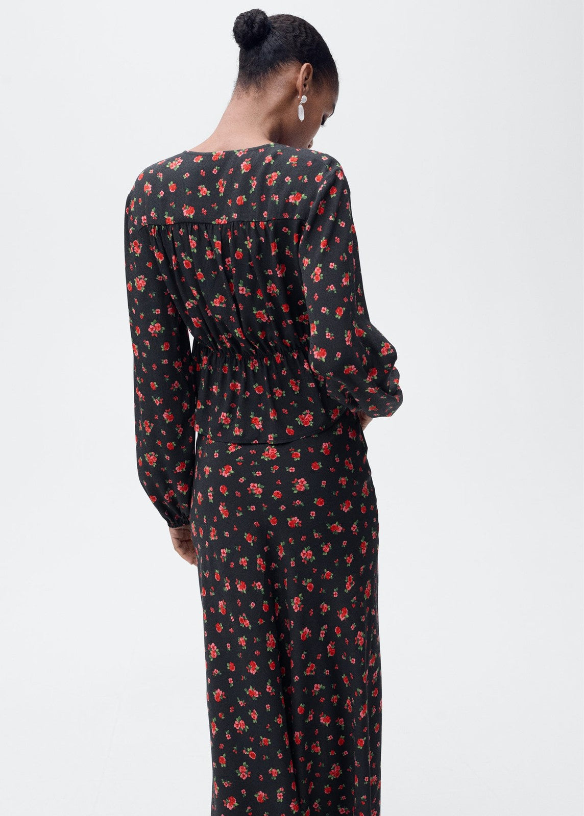 Mango Ruffled floral blouse - Black 3 Shaws Department Stores