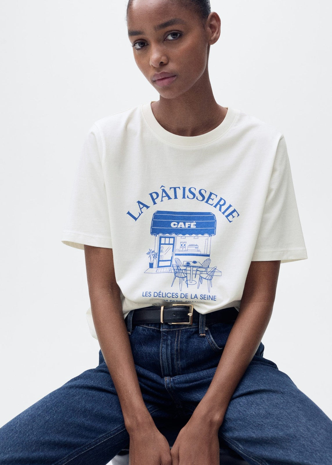 Mango Short-sleeved printed t-shirt - Medium Blue 4 Shaws Department Stores