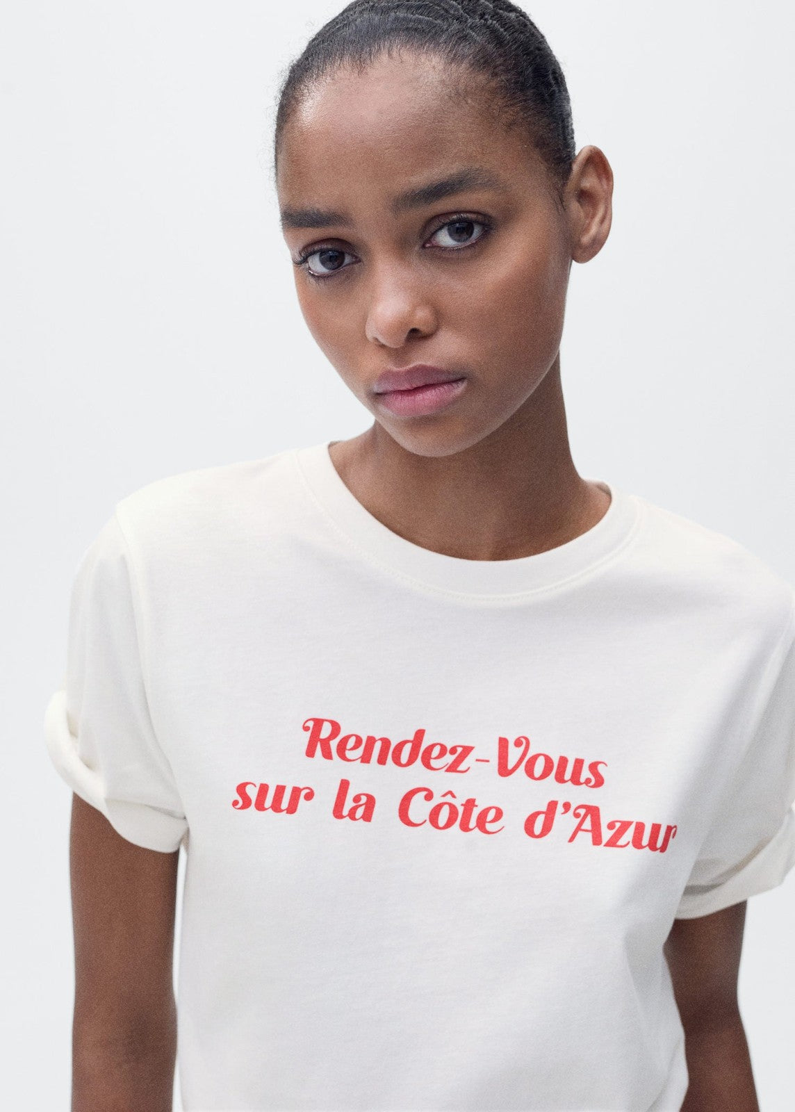 Mango Short-sleeved printed t-shirt - Red 3 Shaws Department Stores