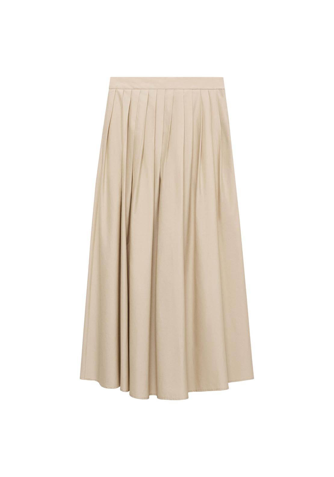 Mango Flared Skirt With Pleated Detail - Light Beige 8 Shaws Department Stores