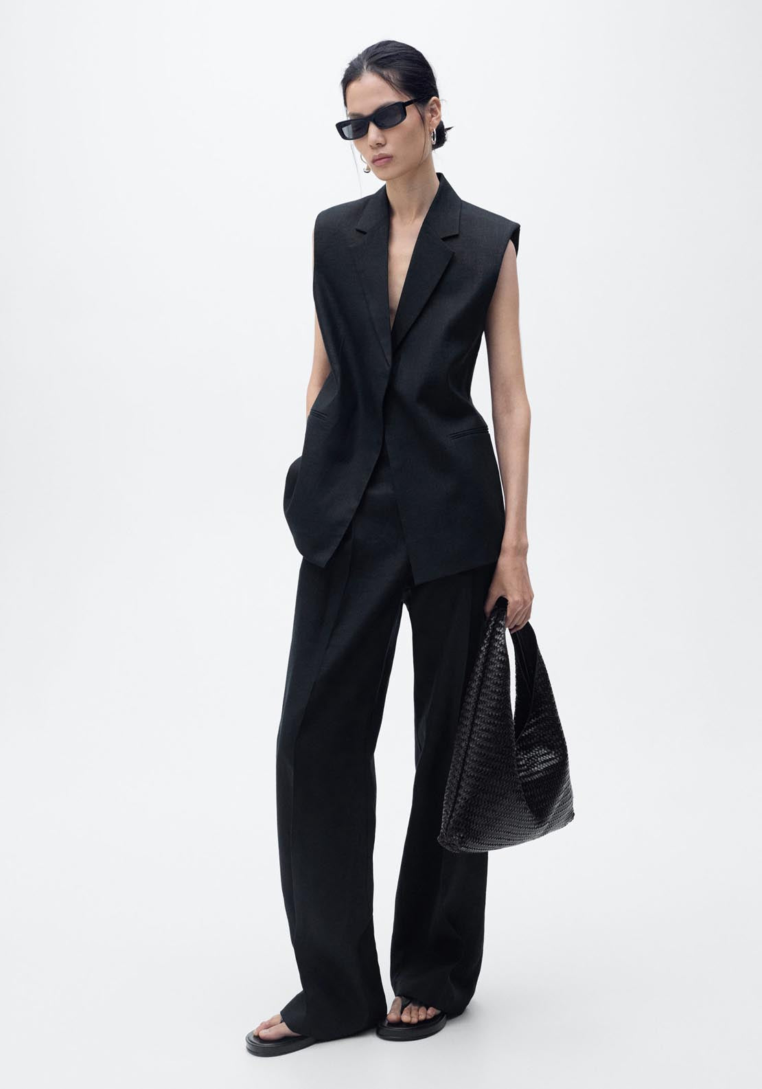 Mango Linen Suit Waistcoat - Black 4 Shaws Department Stores