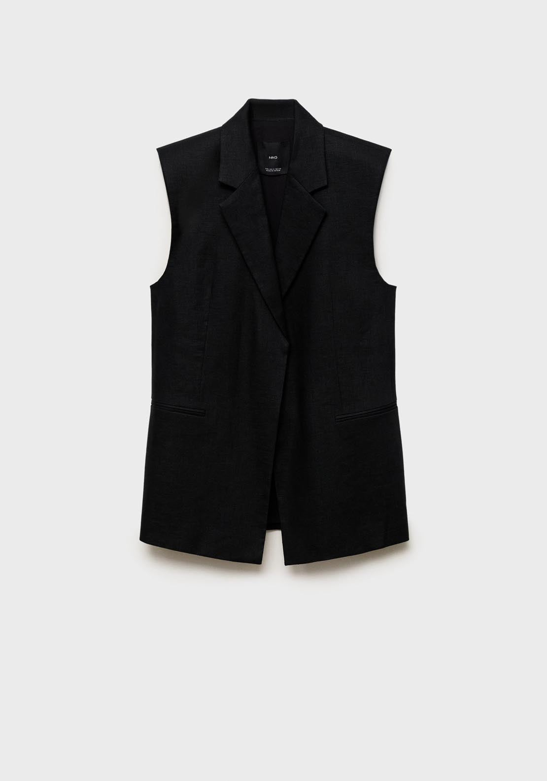 Mango Linen Suit Waistcoat - Black 8 Shaws Department Stores