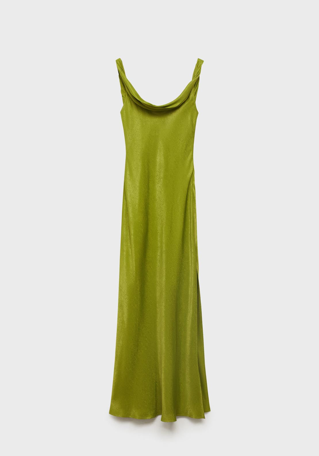 Mango Textured Dress With Draped Neckline - Green 7 Shaws Department Stores