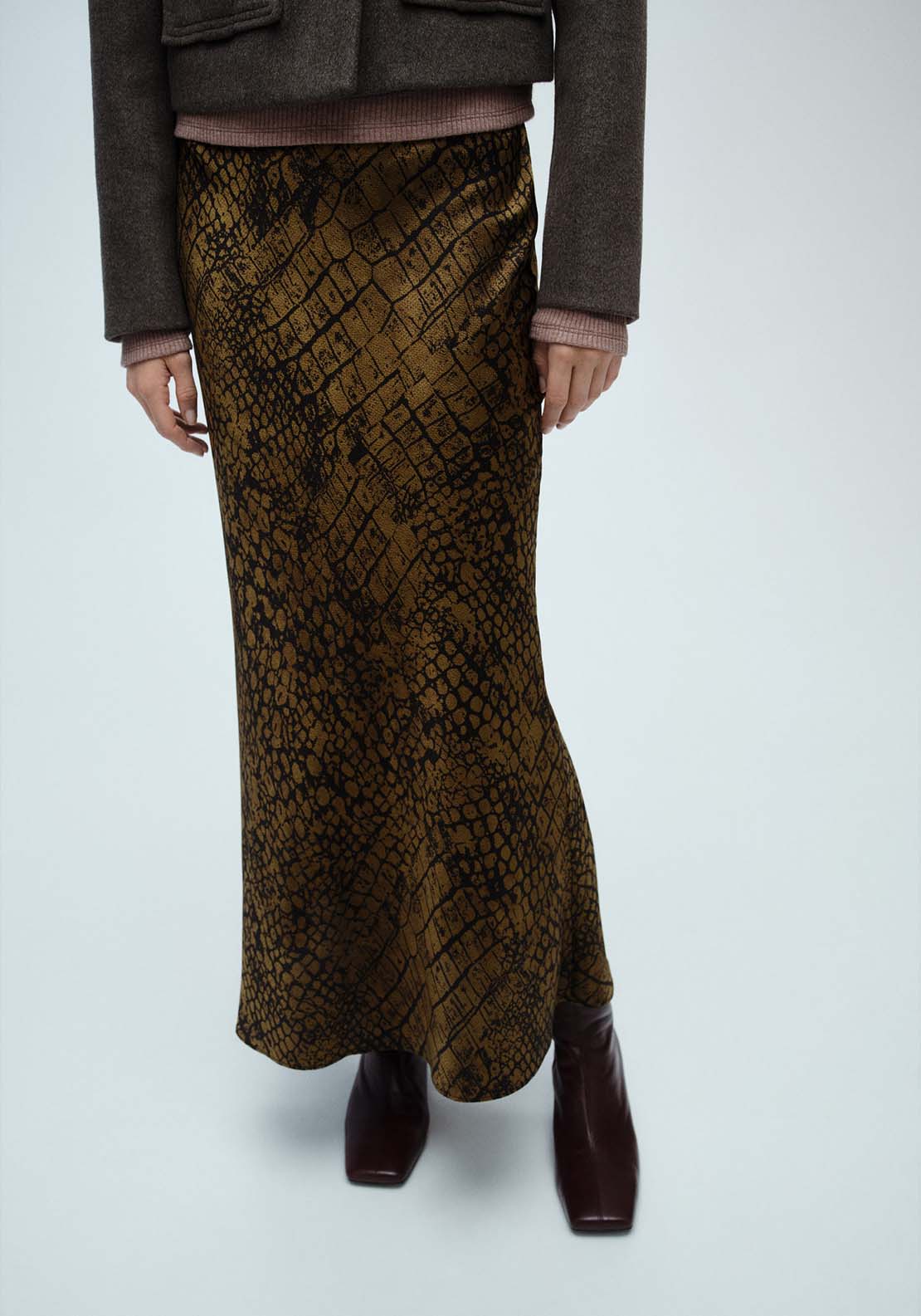 Mango Coco print flared skirt - Brown 1 Shaws Department Stores