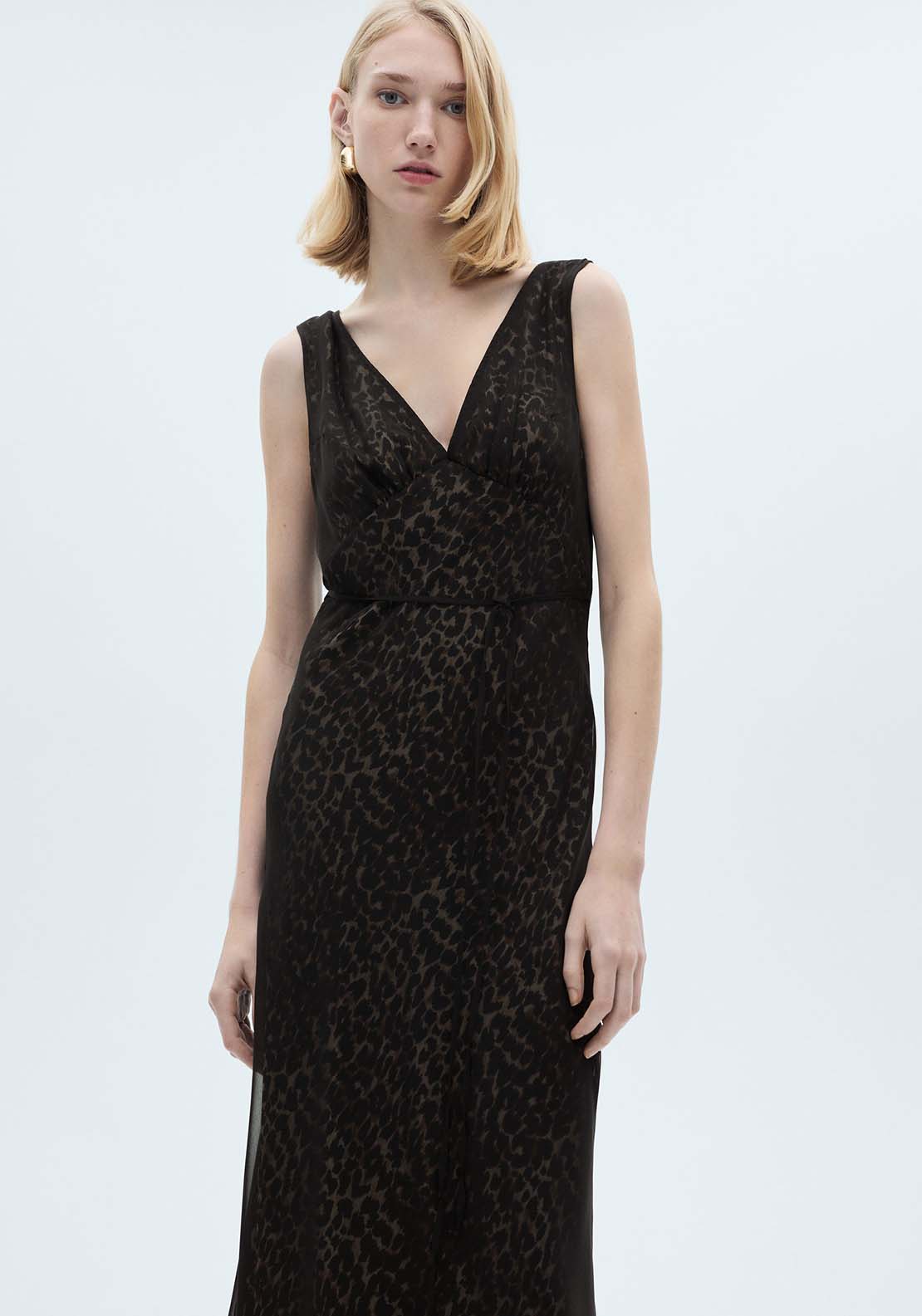Mango Leopard V-neck dress - Black 2 Shaws Department Stores