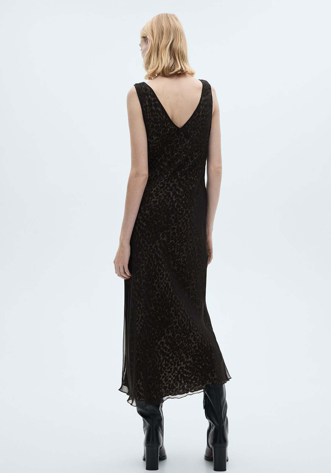 Mango Leopard V-neck dress - Black 4 Shaws Department Stores