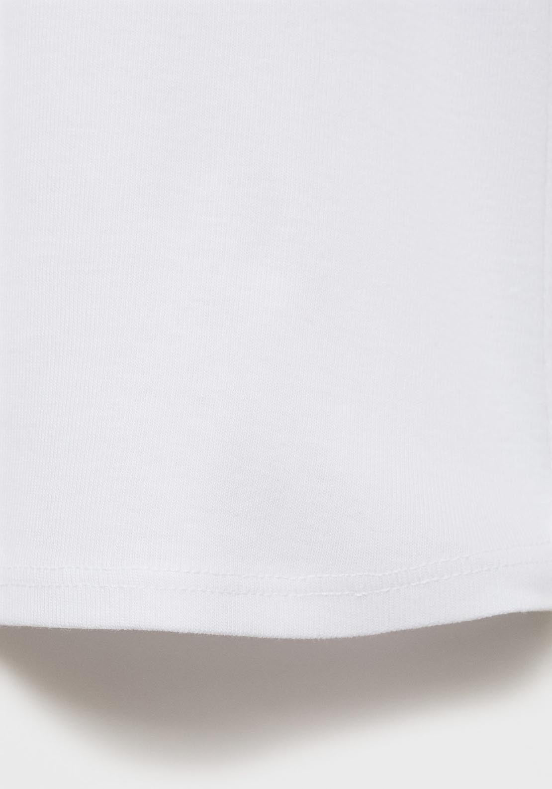 Mango Short Sleeve Fitted T-Shirt - White 8 Shaws Department Stores