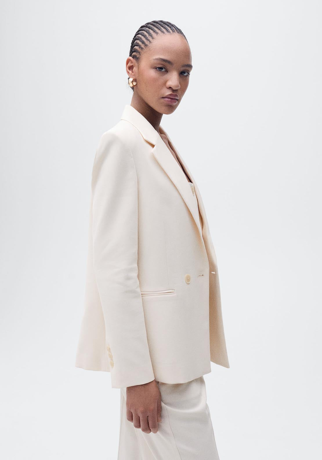 Mango Straight-fit suit jacket - Light Beige 4 Shaws Department Stores