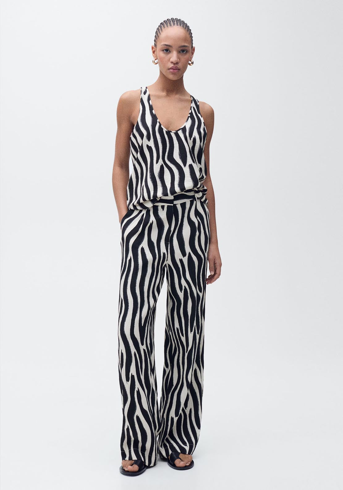 Mango Zebra-print strappy top - Light Beige 2 Shaws Department Stores