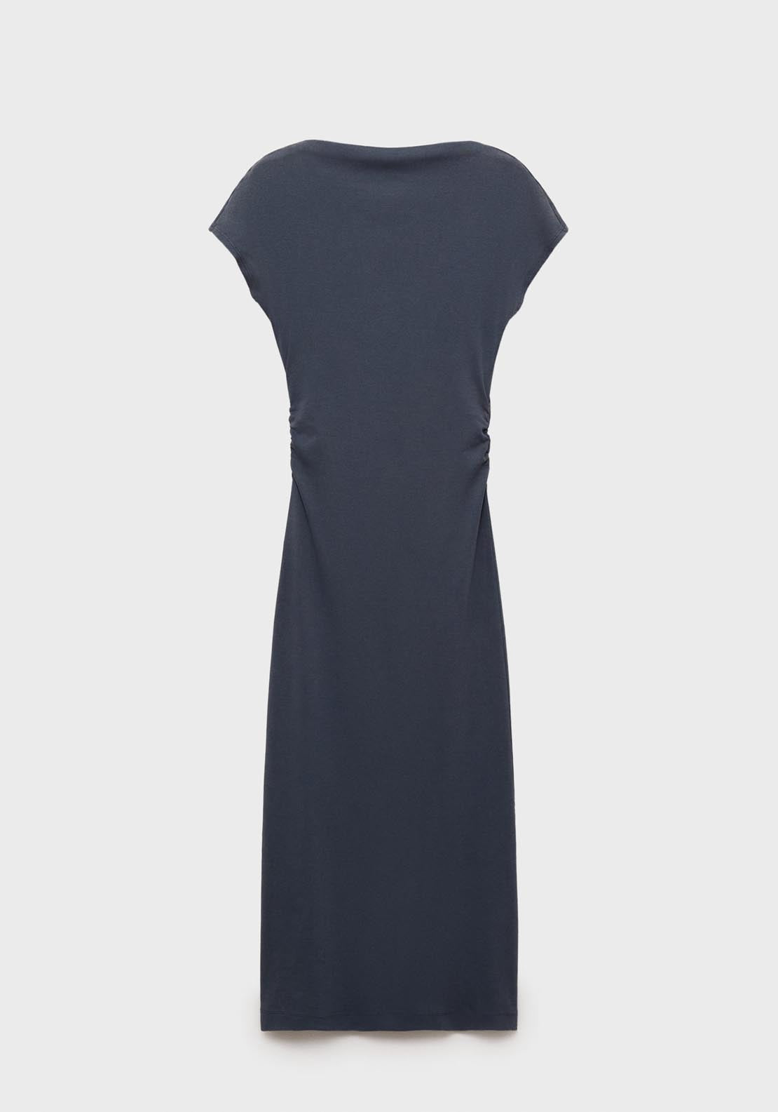 Mango Midi Dress With Draped Detail - Gray 9 Shaws Department Stores