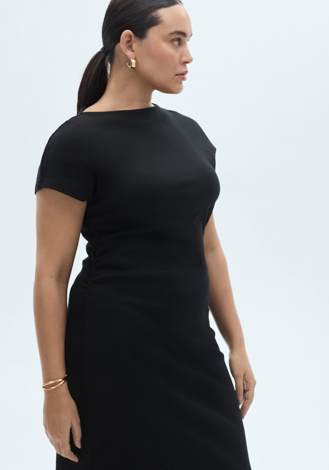 Mango Midi Dress With Draped Detail - Black 3 Shaws Department Stores