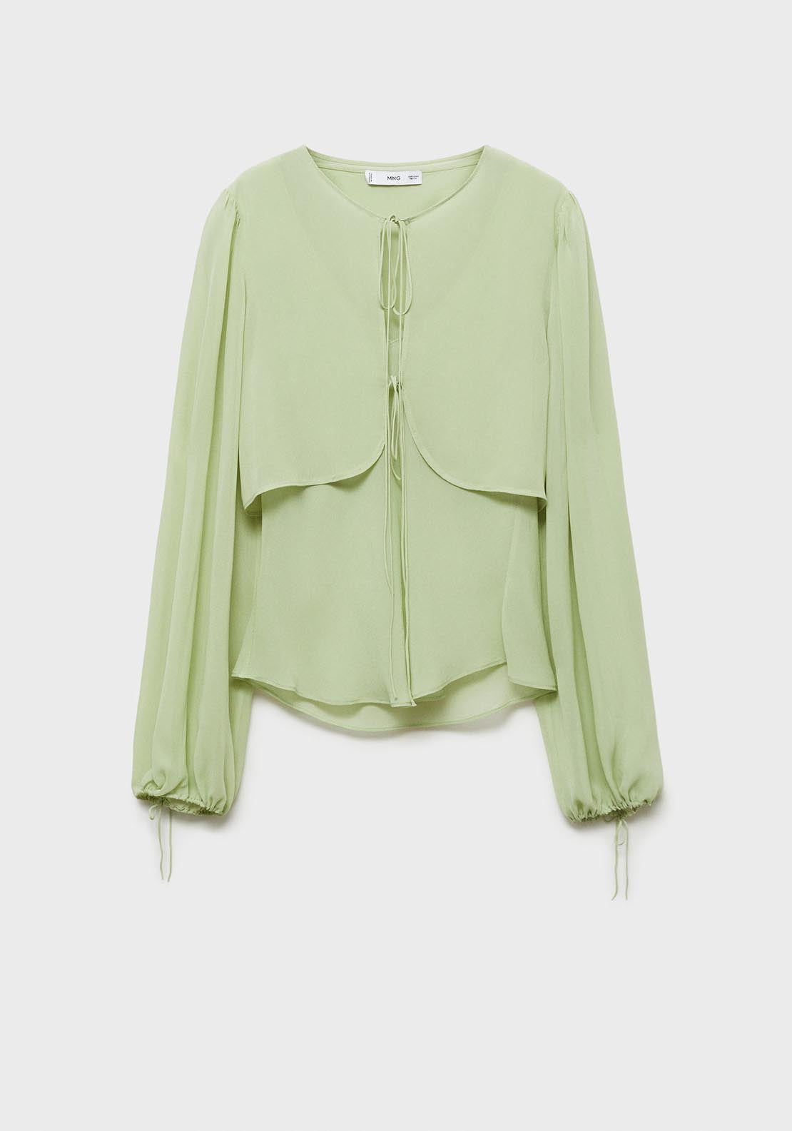 Mango Combined blouse with bow detail - Green 7 Shaws Department Stores