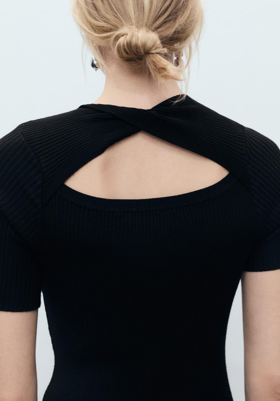 Mango Ribbed Midi Dress With Slit Neckline - Black 4 Shaws Department Stores