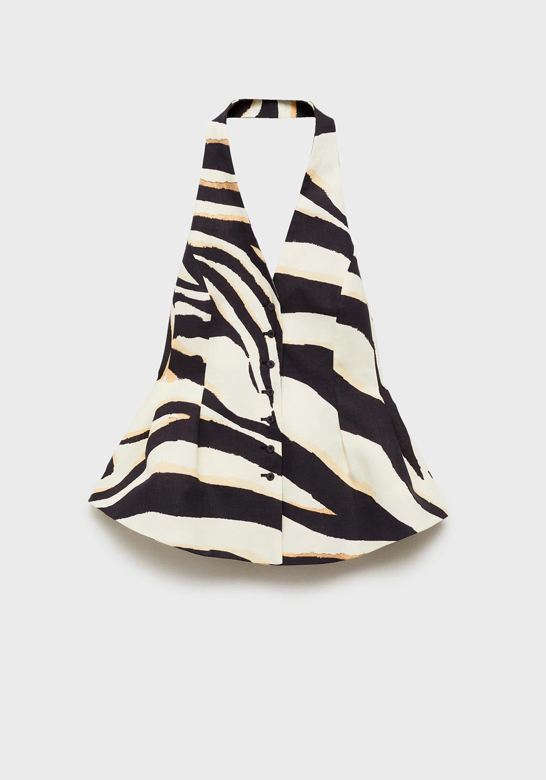 Mango Zebra-print linen-blend waistcoat - Light Beige 7 Shaws Department Stores