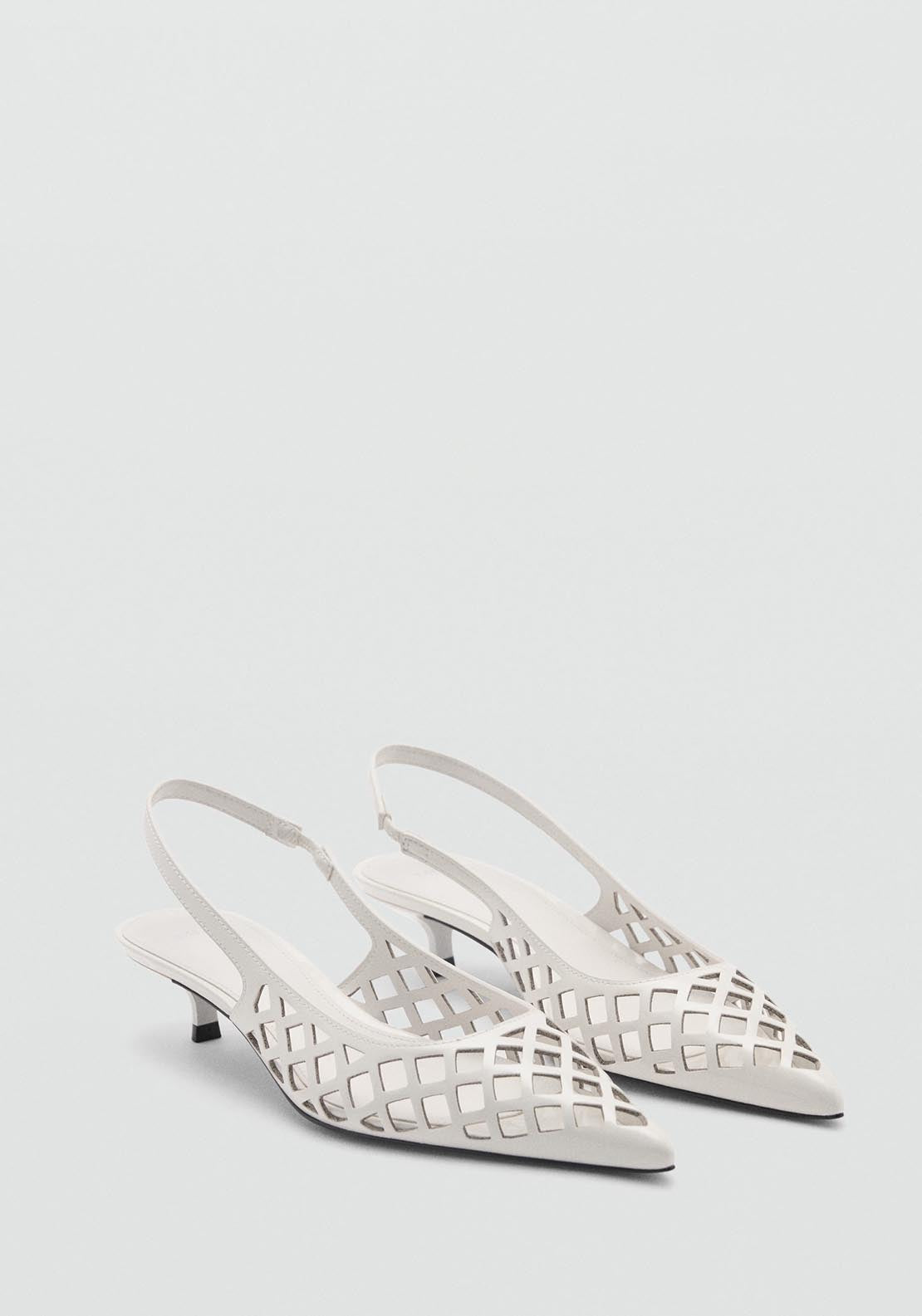 Mango Die-cut kitten shoes - White 1 Shaws Department Stores