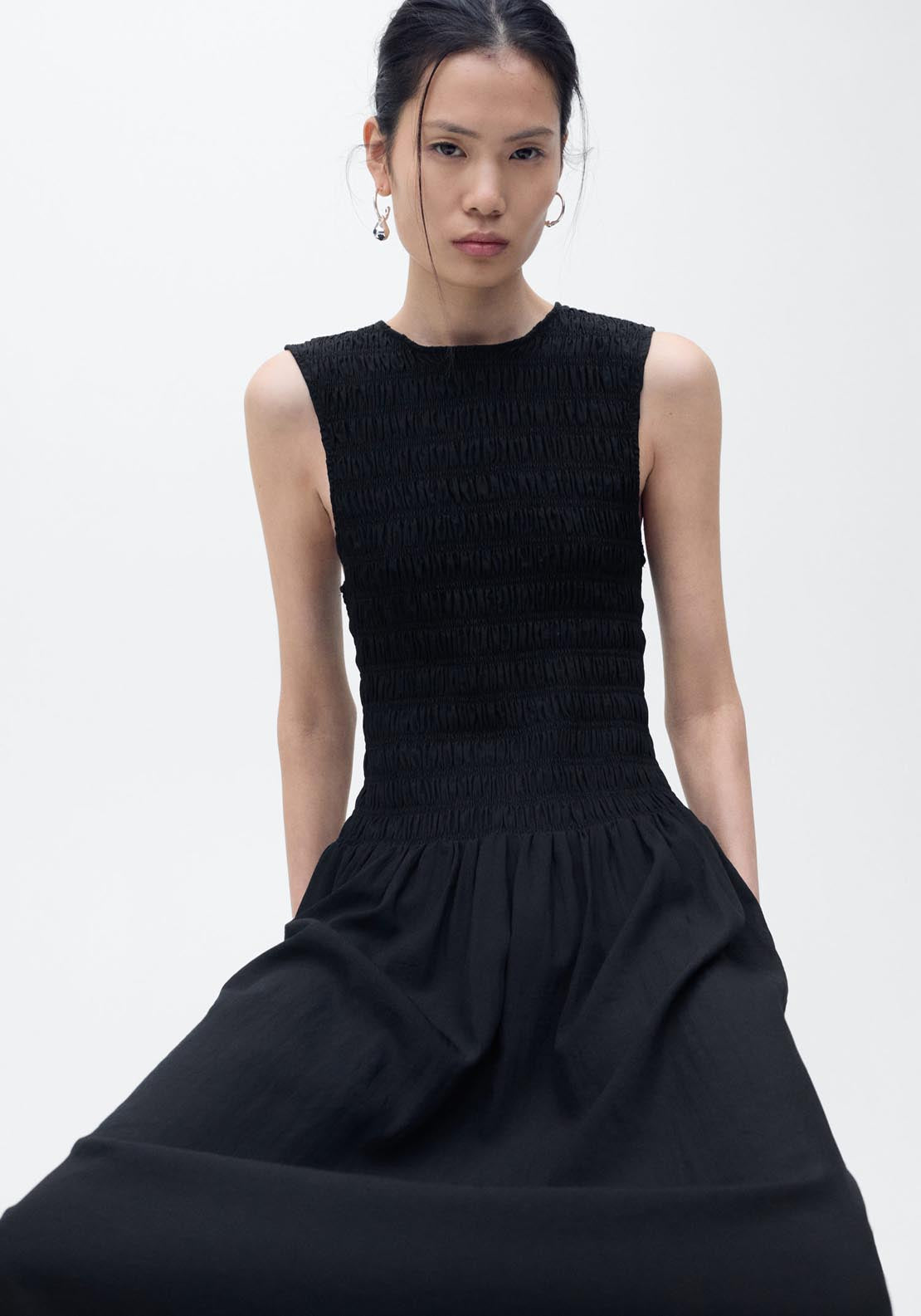 Mango Flared dress with gathered body - Red 8 Shaws Department Stores