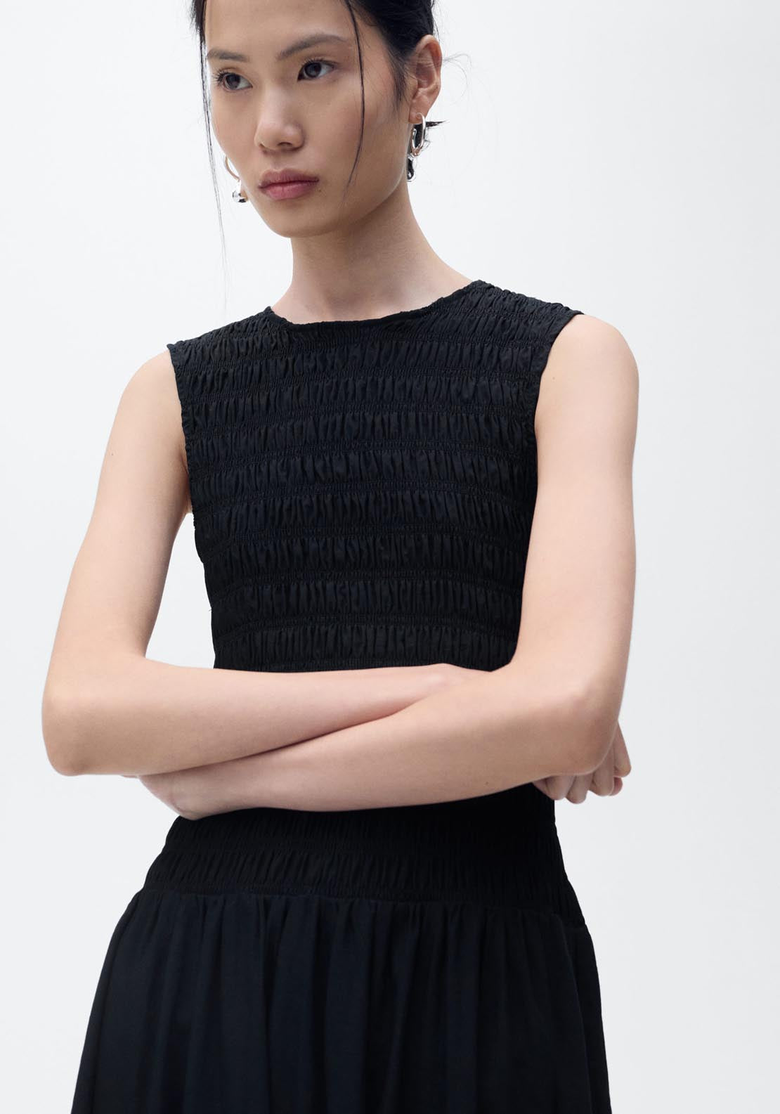 Mango Flared dress with gathered body - Red 11 Shaws Department Stores