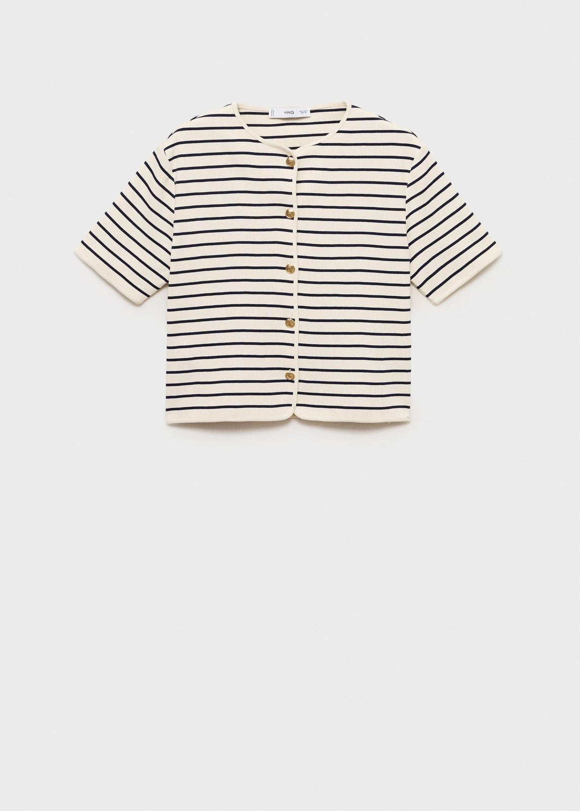 Mango Short sleeve striped cardigan - Navy 7 Shaws Department Stores