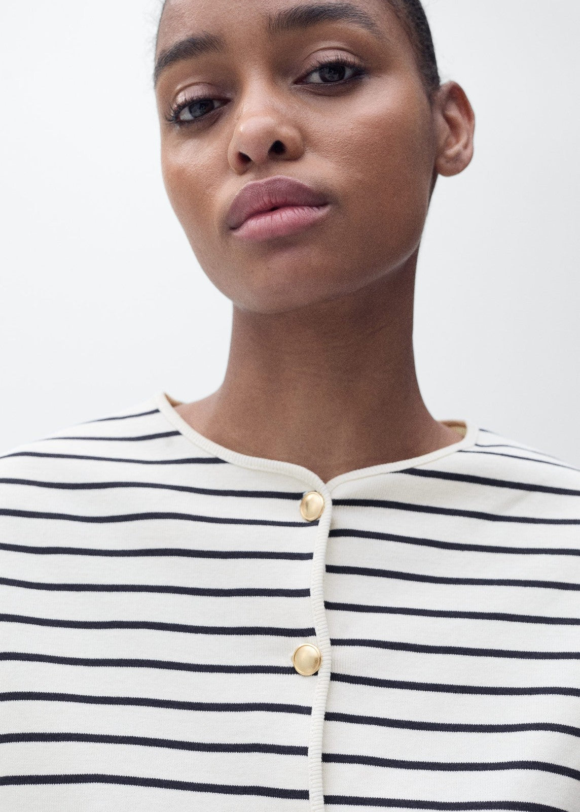 Mango Short sleeve striped cardigan - Navy 5 Shaws Department Stores