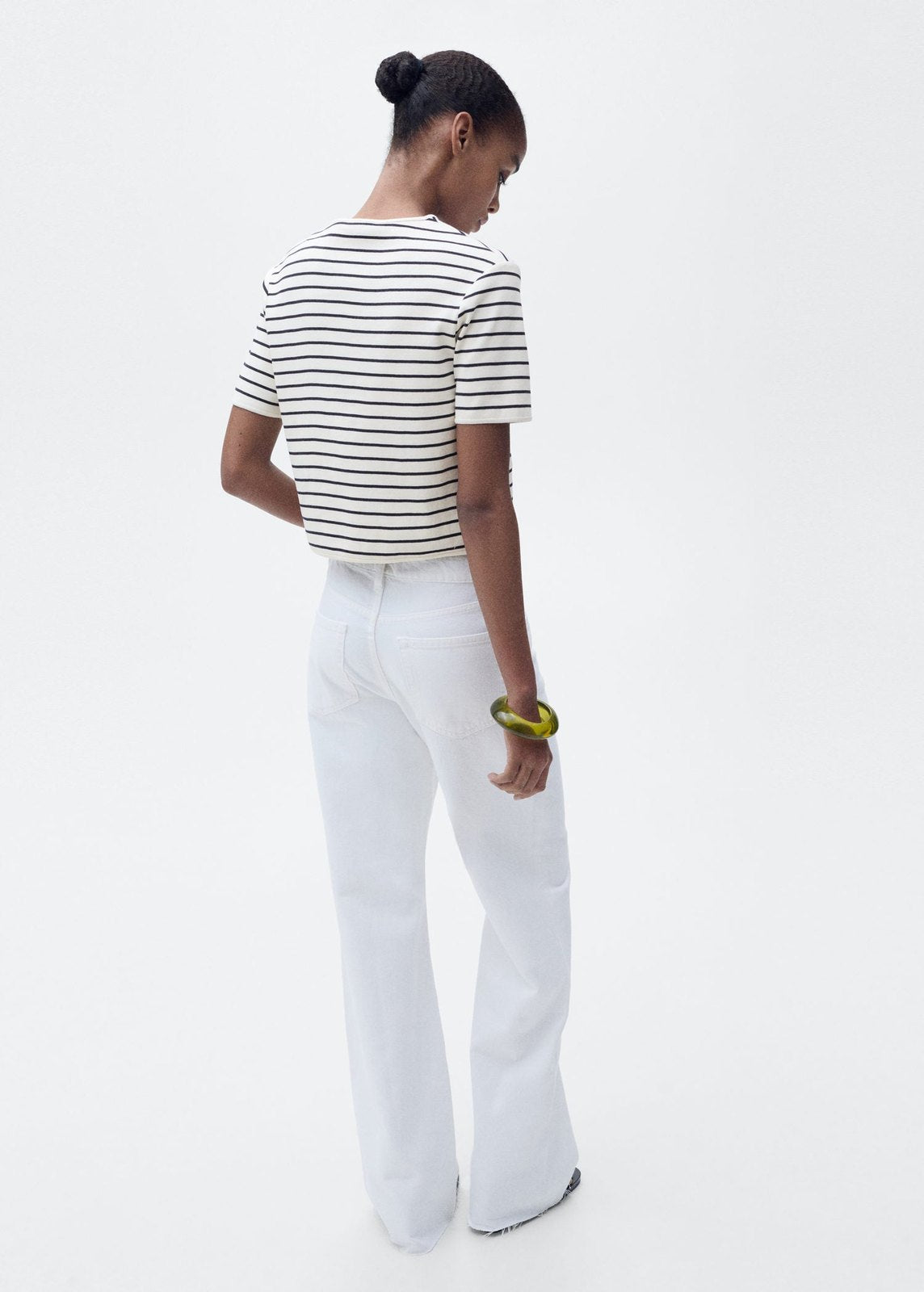 Mango Short sleeve striped cardigan - Navy 3 Shaws Department Stores