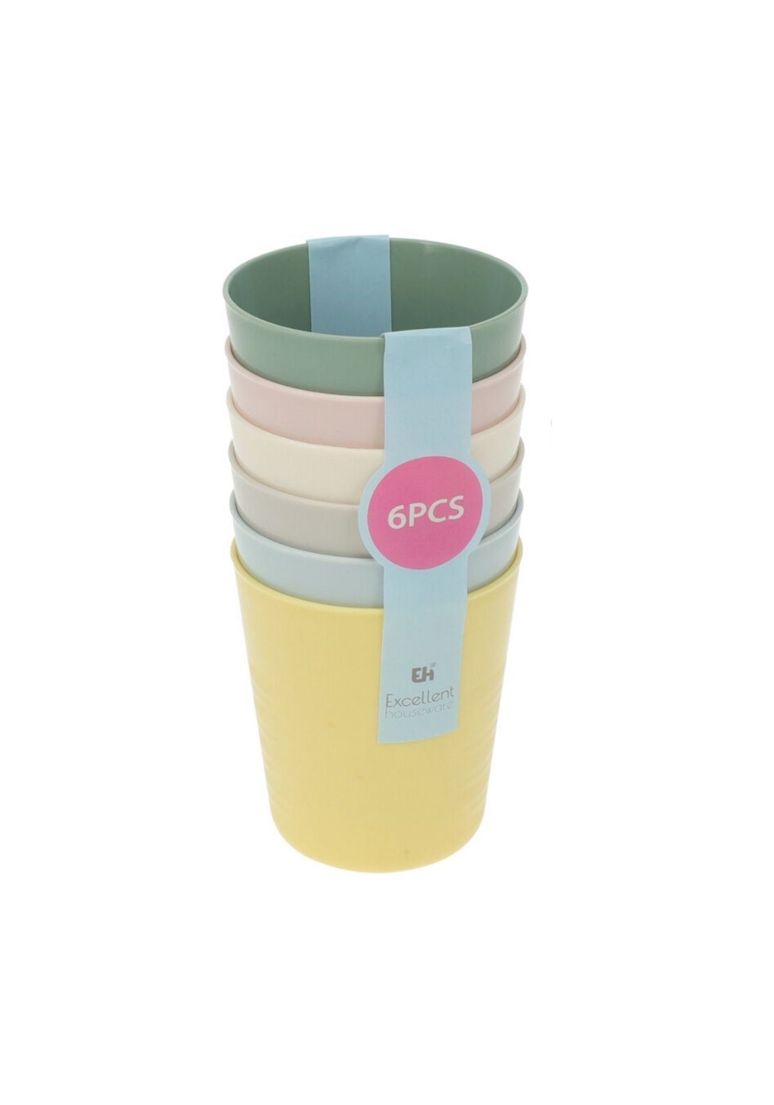 Assorted Color Reusable Plastic Cups Set of 6 - Multi