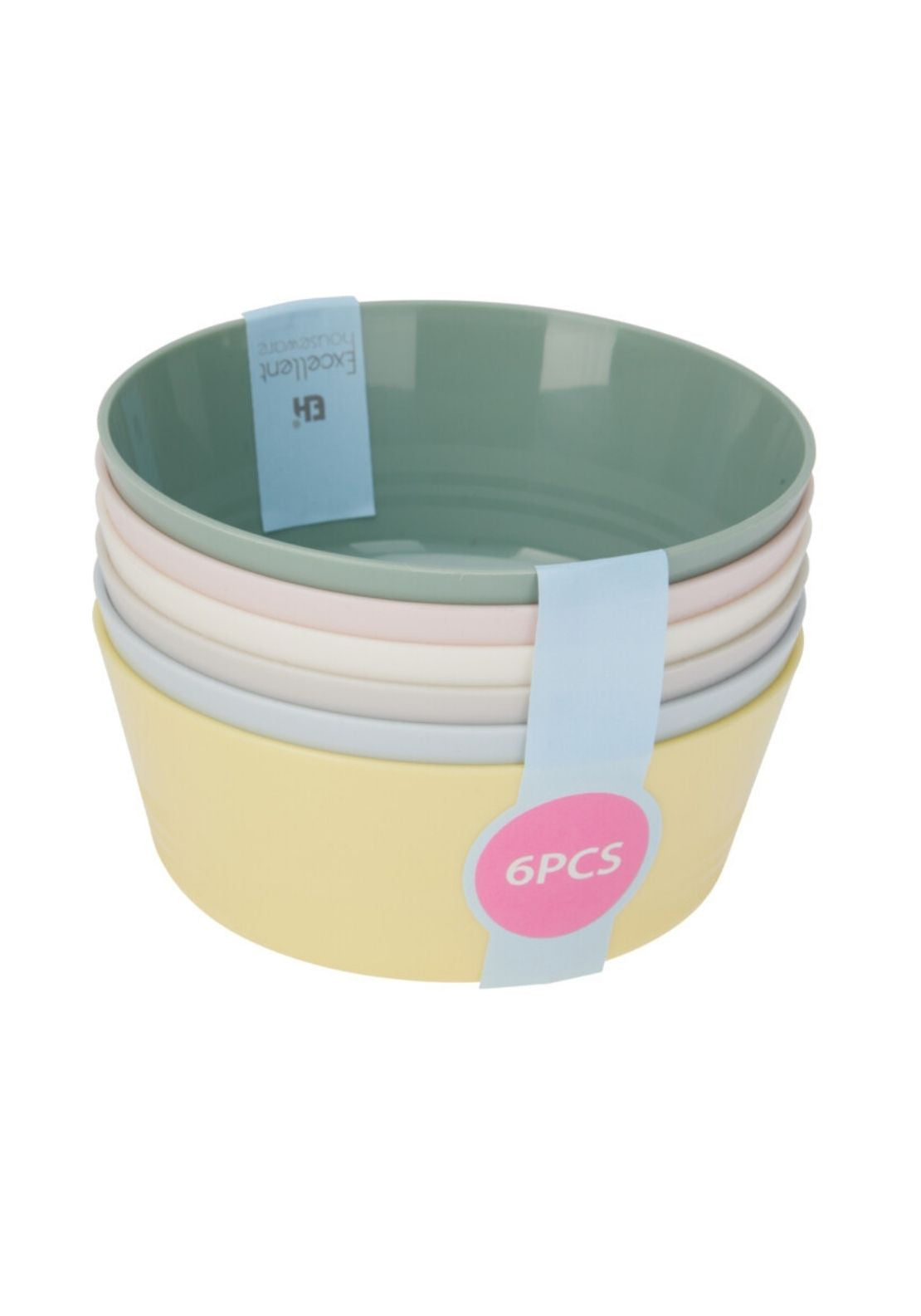 Assorted Color Reusable Plastic Bowls Set of 6 - Multi