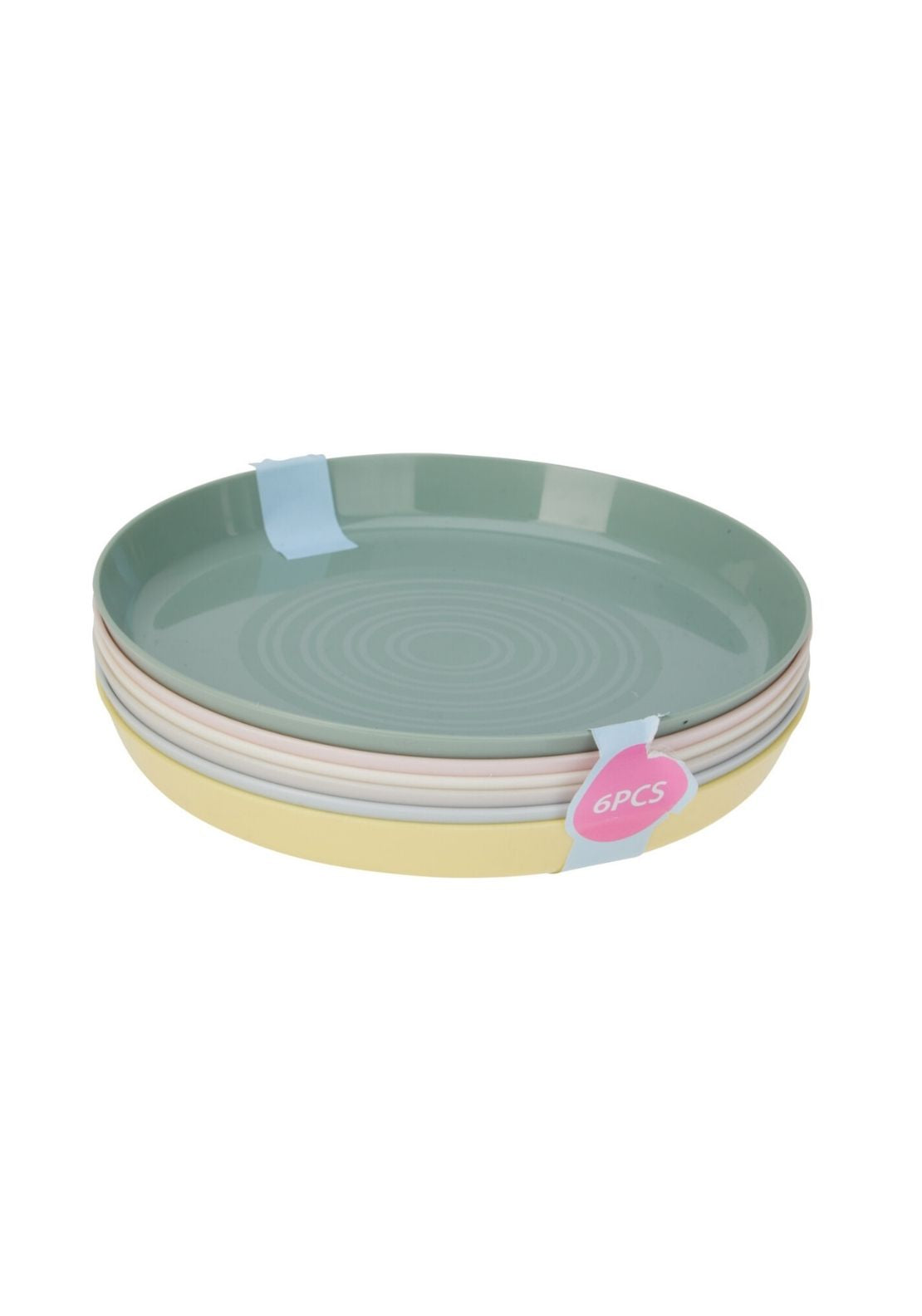 Assorted Color Reusable Plastic Plates Set of 6 - Multi
