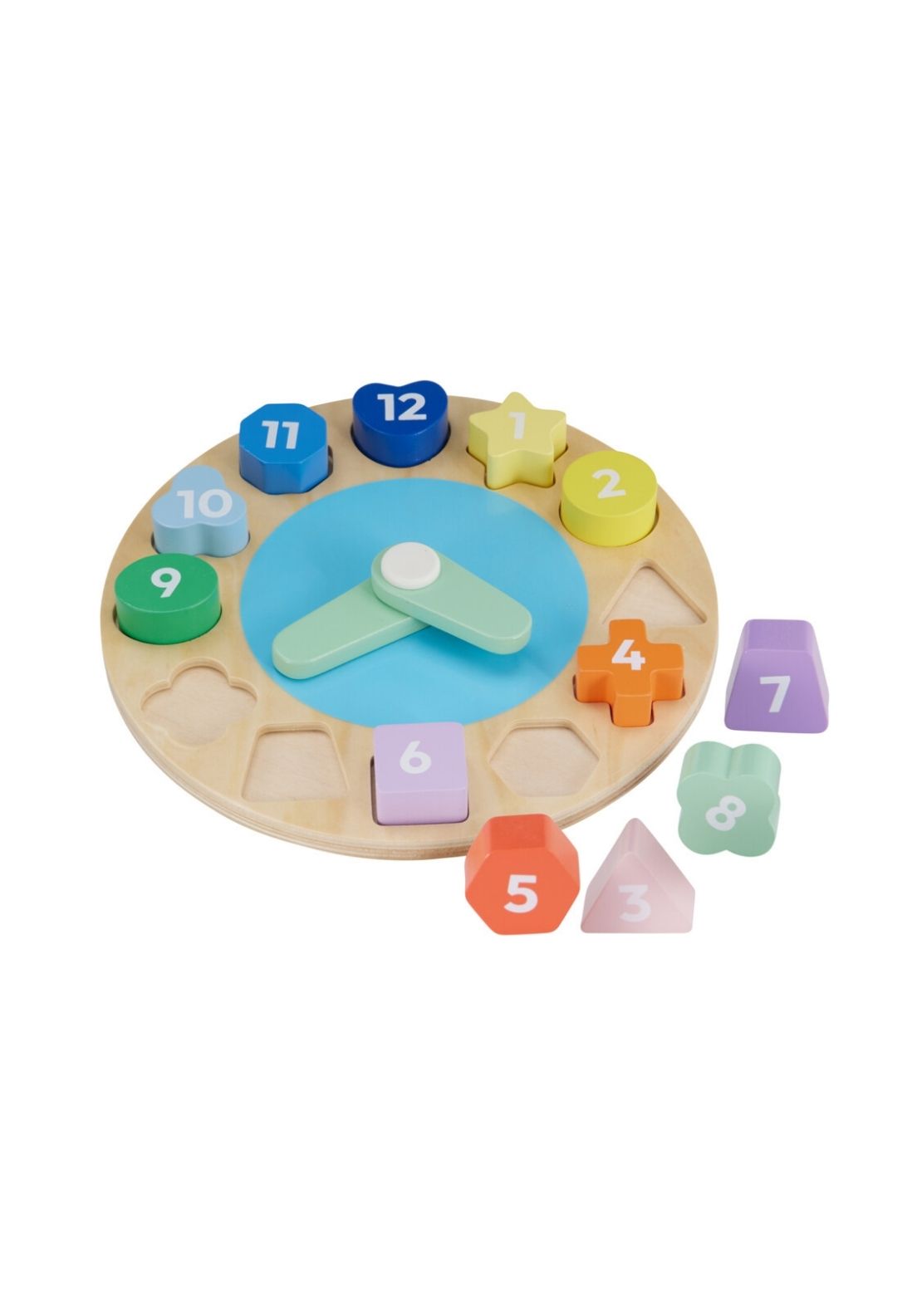 Wooden Toy Clock With Blocks - Multi