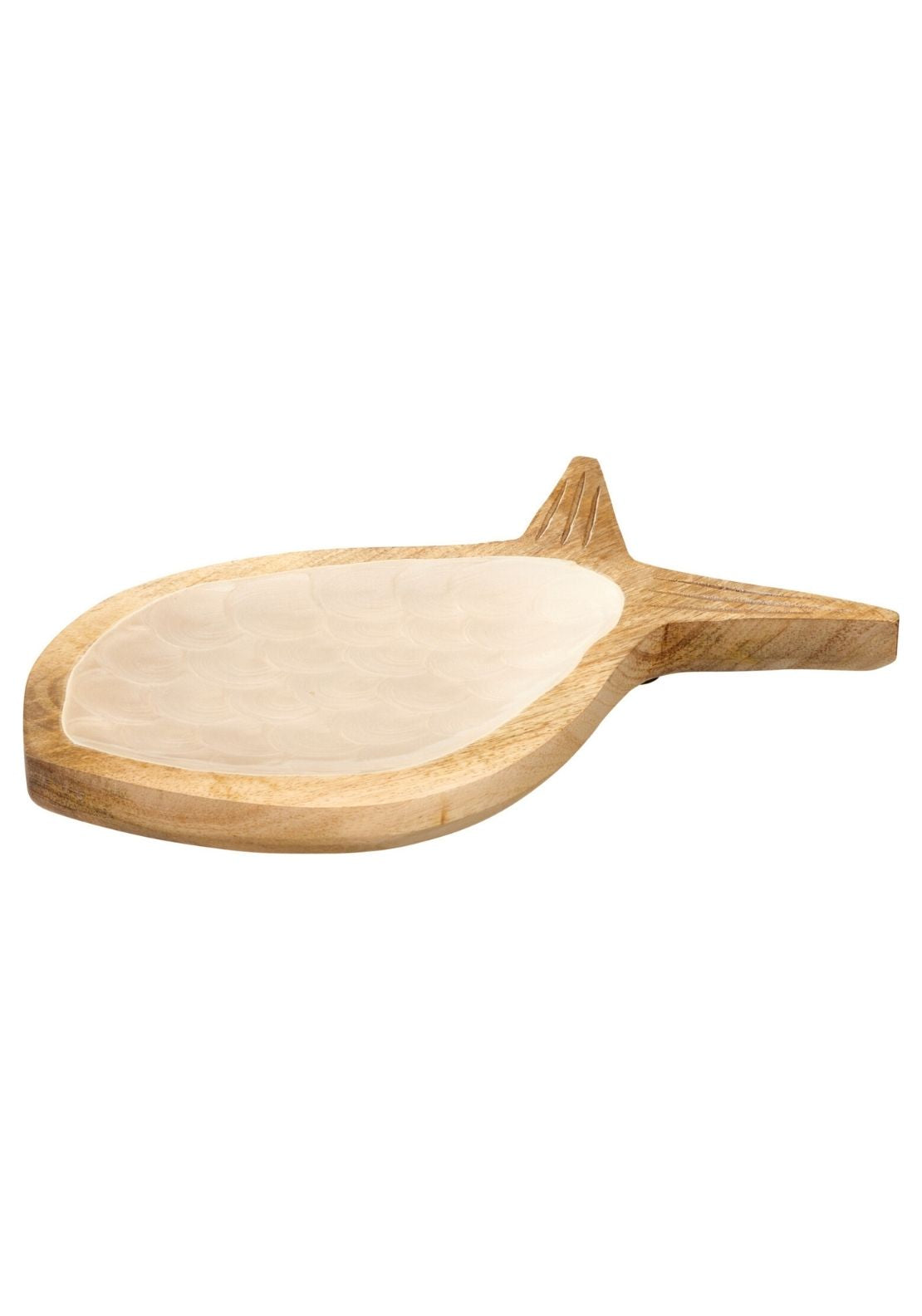 Fish Shape Mango Wood Tray - Beige