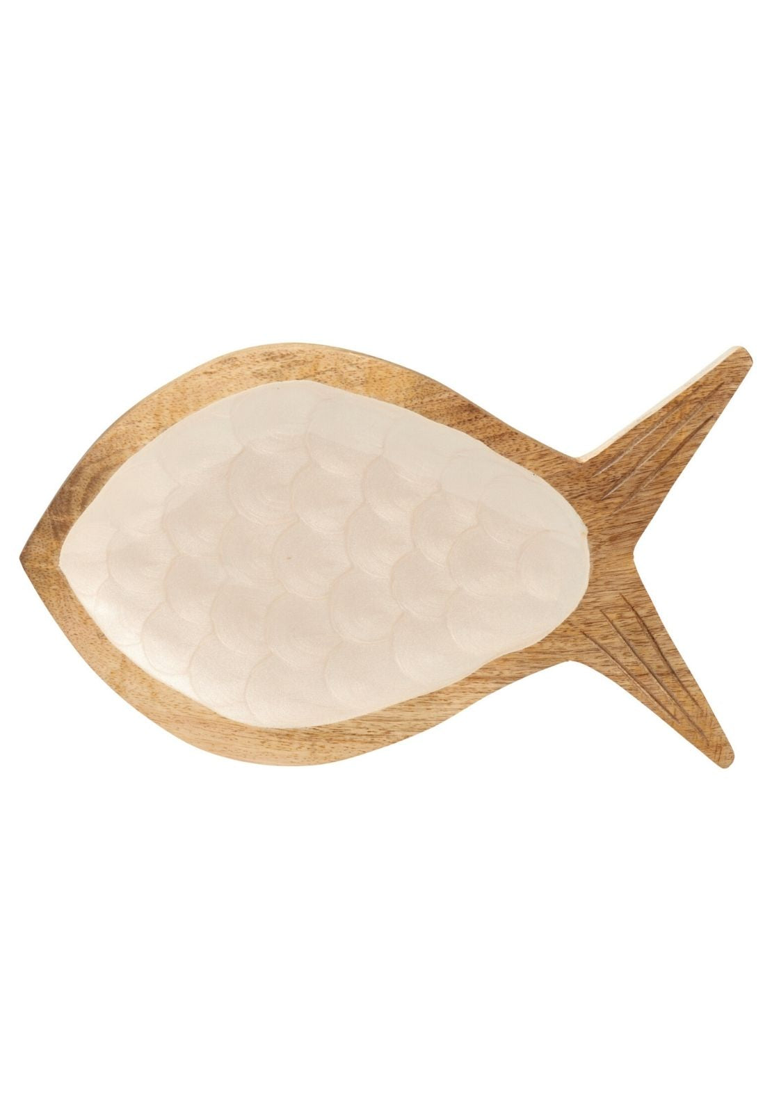 Fish Shape Mango Wood Tray - Beige