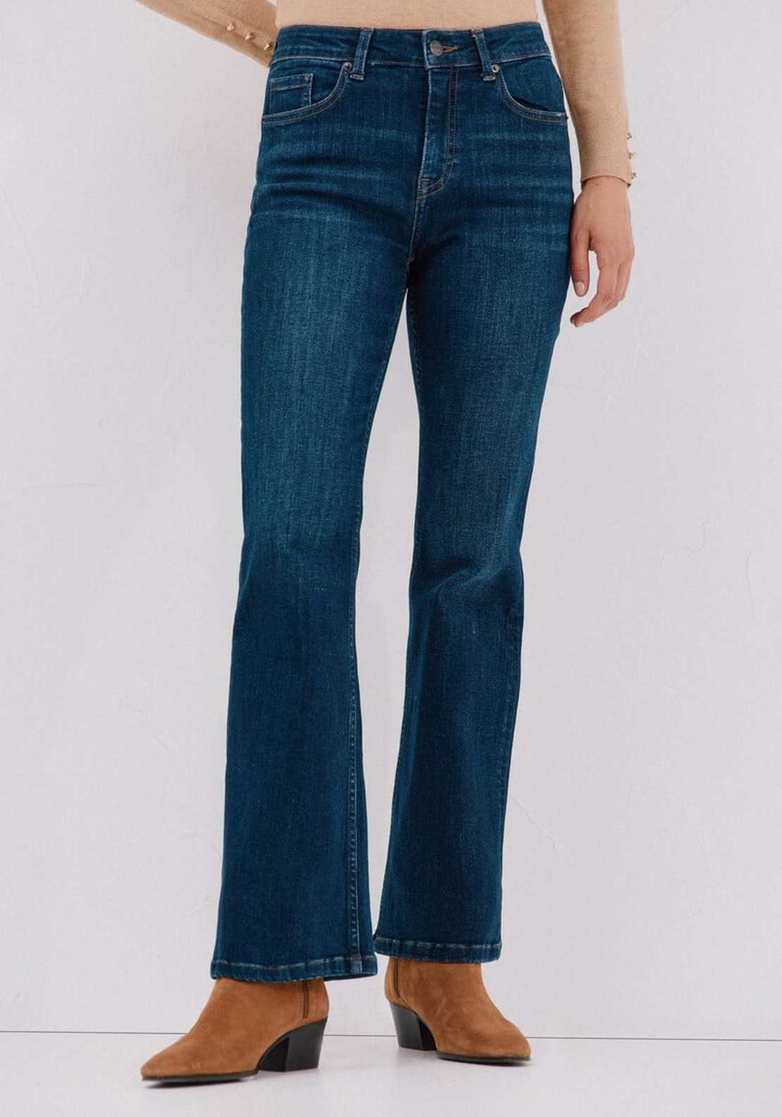 Cortefiel Bell Bottom Jeans - Blue 1 Shaws Department Stores