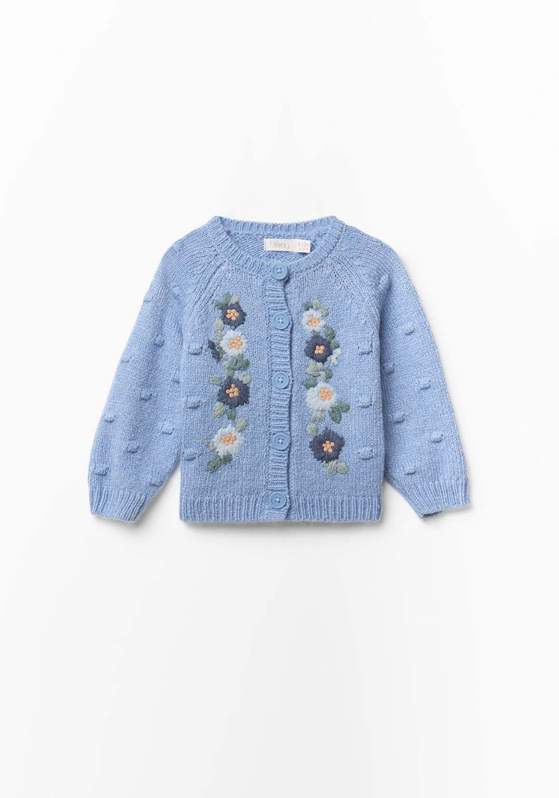 Sfera Cardigan With Floral Embroidery - Blue 1 Shaws Department Stores