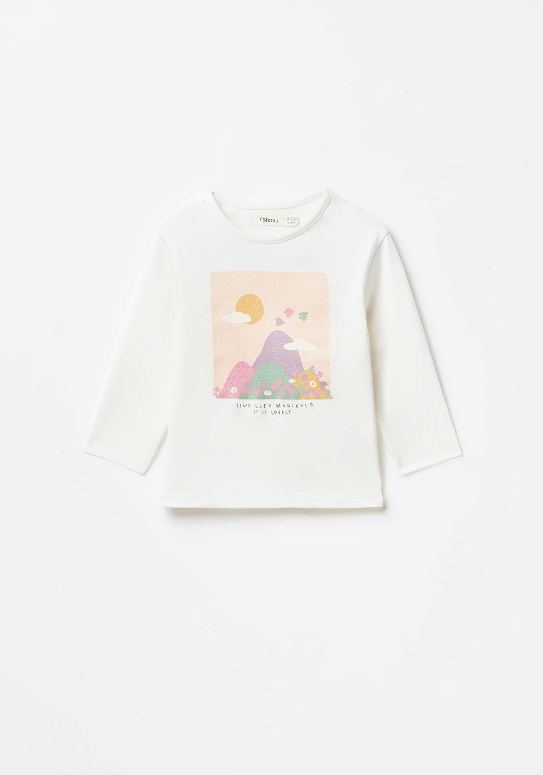Baby Girl Landscape Tshirt Ecru Paisaje – Shaws