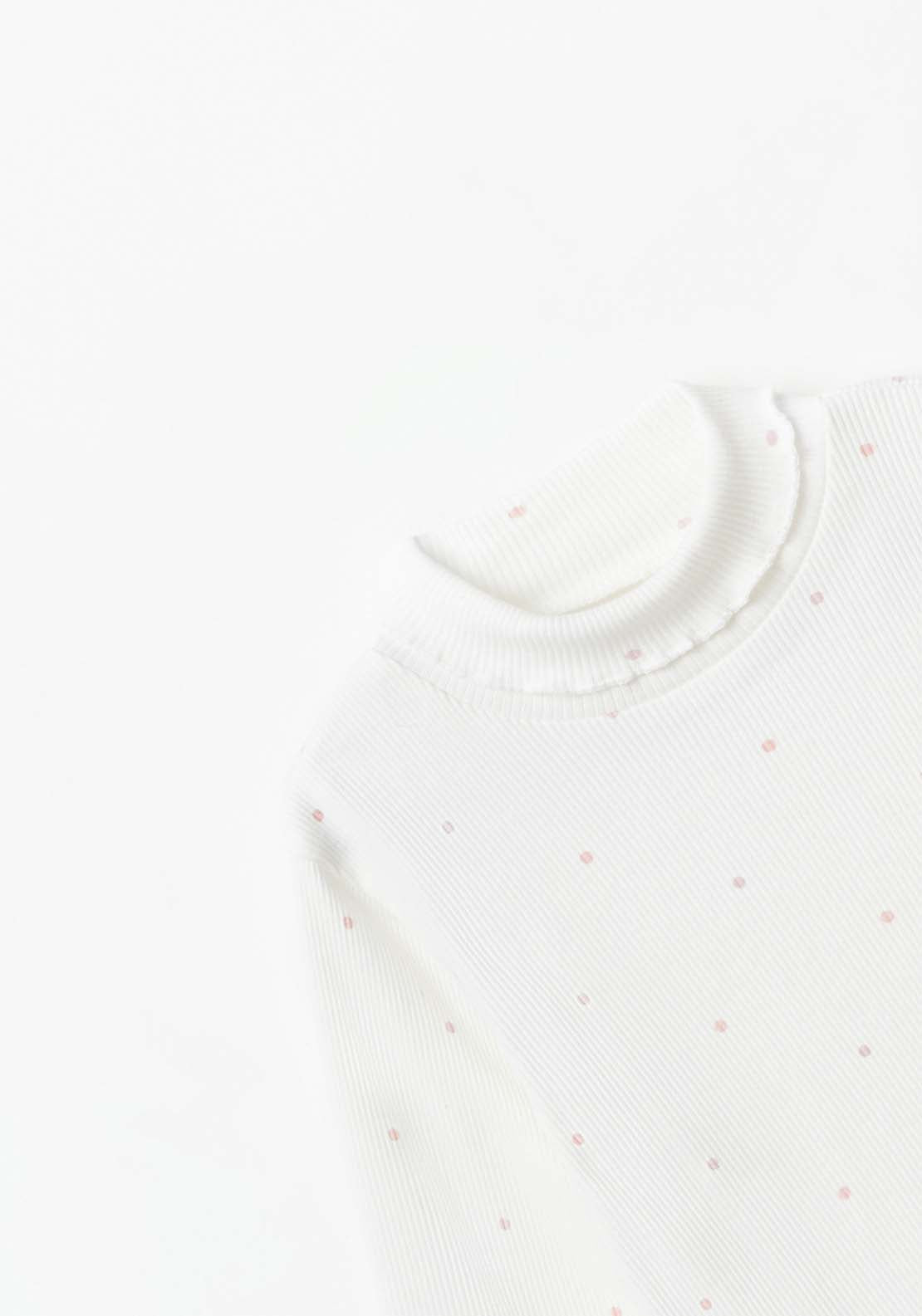 Sfera Long Sleeve Polka Dot Polo Tshirt - White 3 Shaws Department Stores