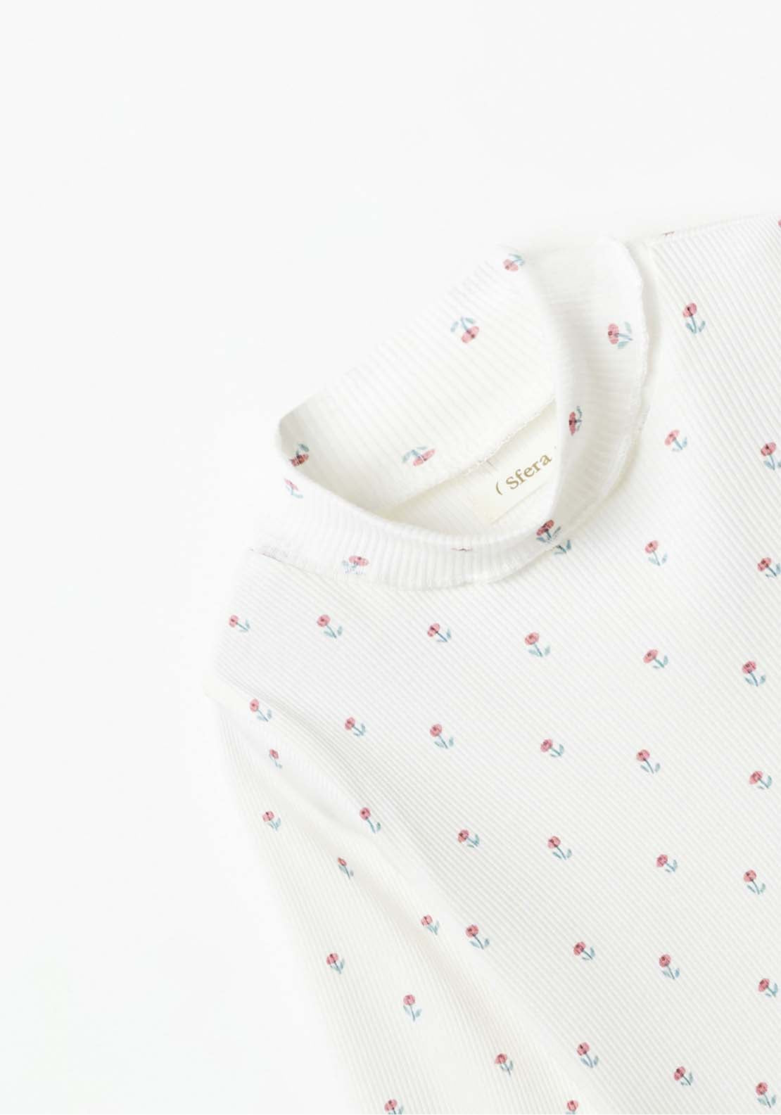 Sfera Long Sleeve Floral Polo Tshirt - Blue 3 Shaws Department Stores
