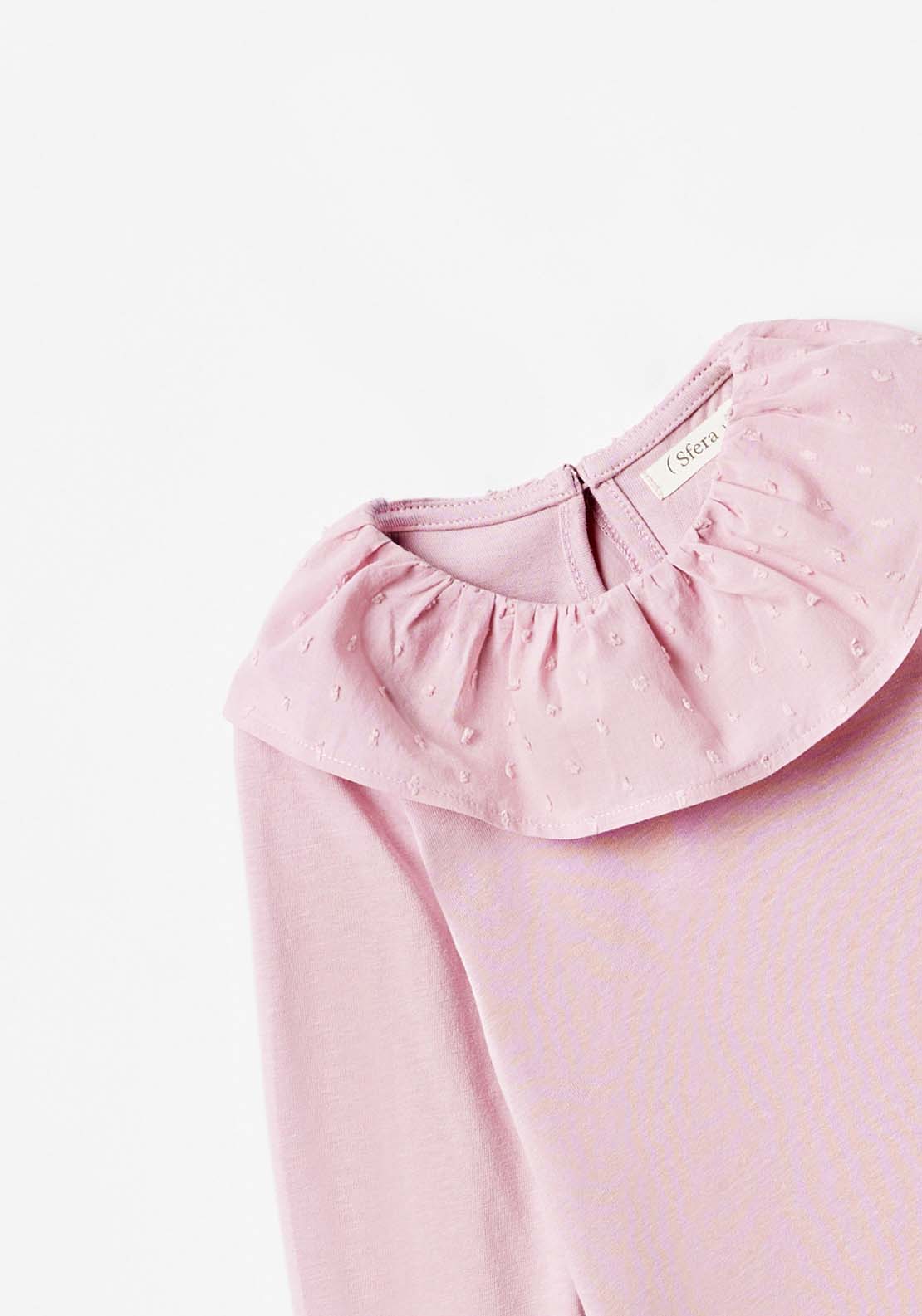 Sfera Long Sleeve Plain Tshirt W Collar - Lilac Light 2 Shaws Department Stores