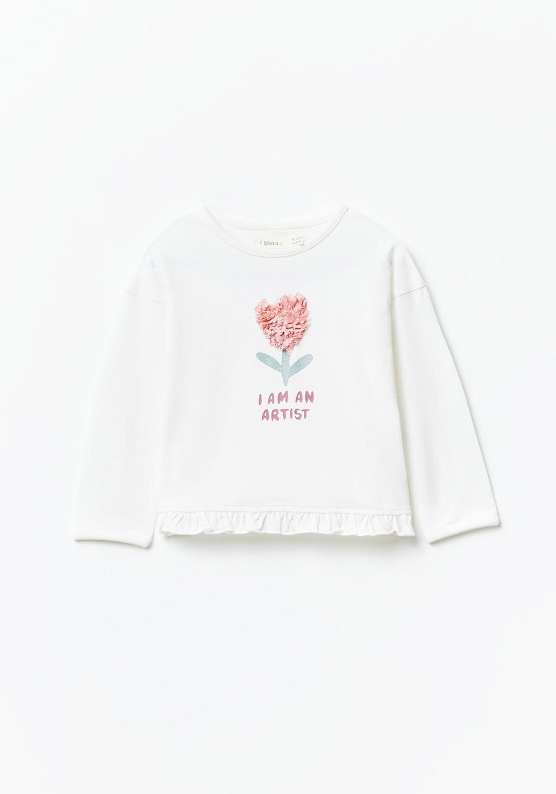Sfera Flower long-sleeved T-shirt - White 1 Shaws Department Stores
