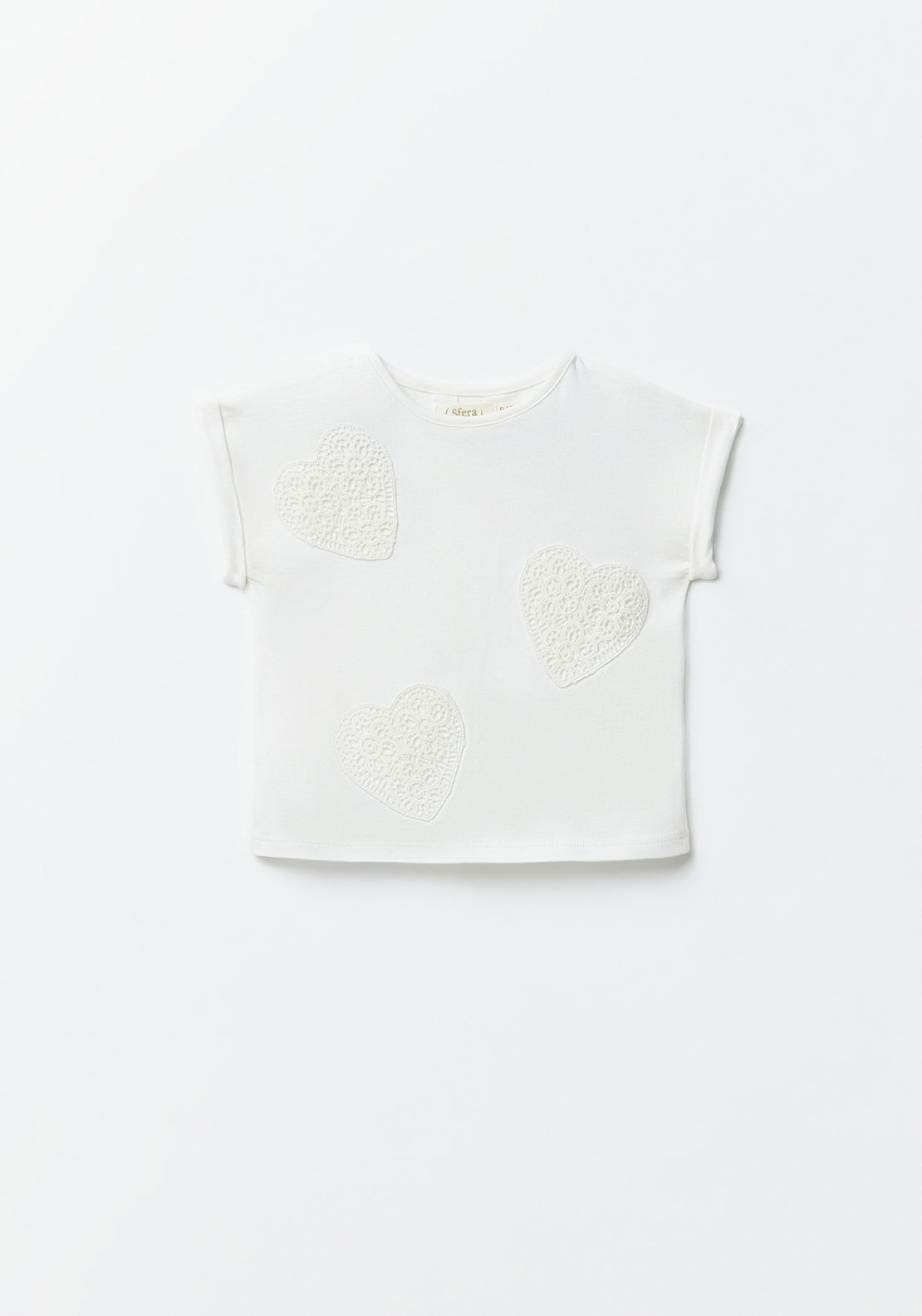 Sfera Heart-shaped patches top - White 3 Shaws Department Stores