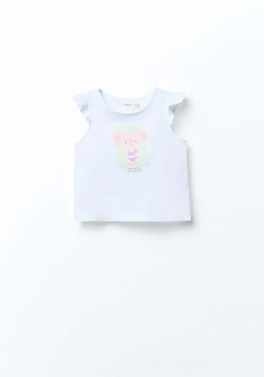 Ruffle Sleeve T-shirt - White