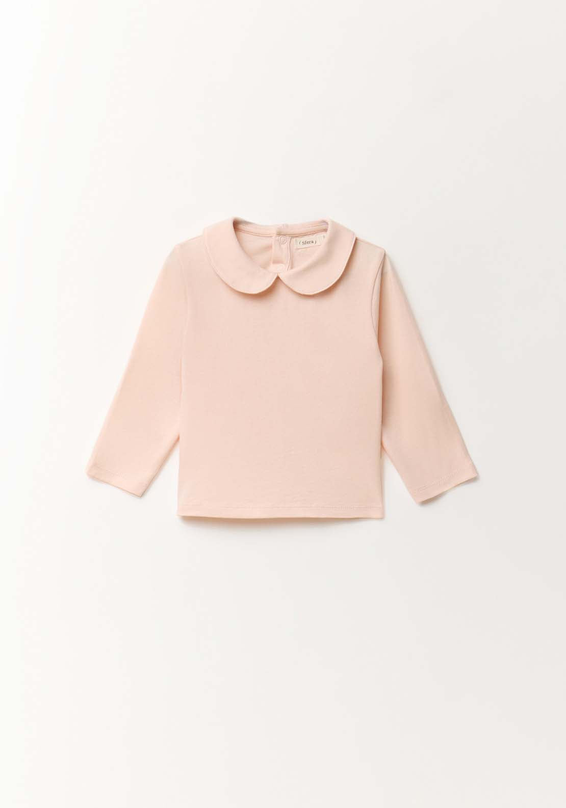 Peter Pan Collar Long-Sleeved T-Shirt - Pink