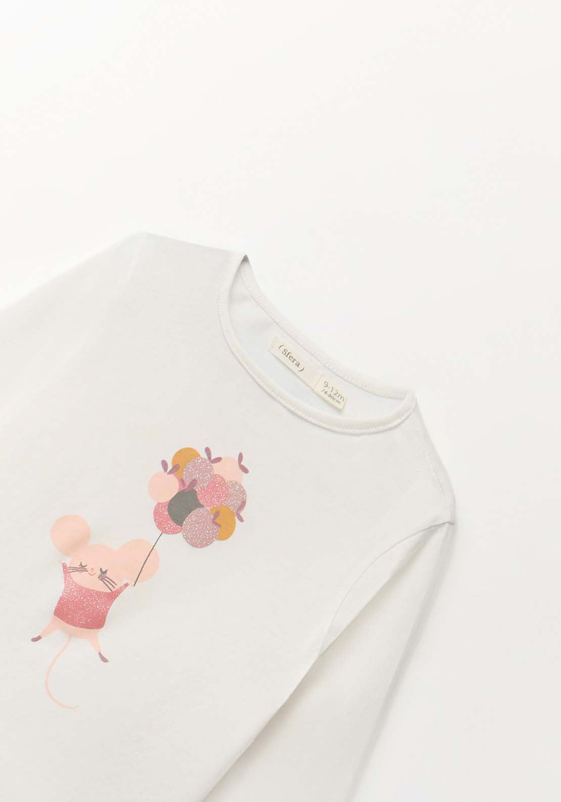 Little Mouse Long Sleeved T-Shirt - White